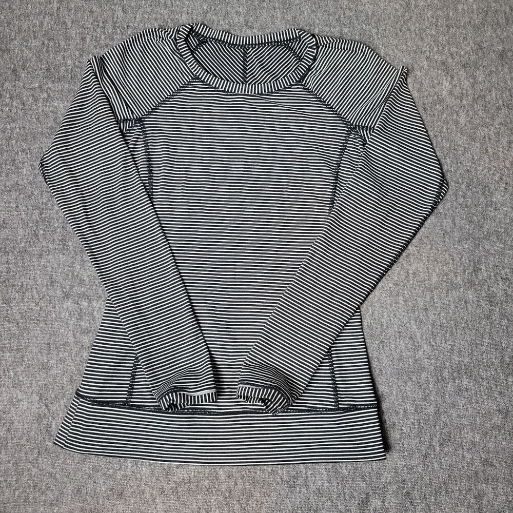 Lululemon Race Your Pace Womens Long Sleeve Size 6 Stripe Heathered Angel